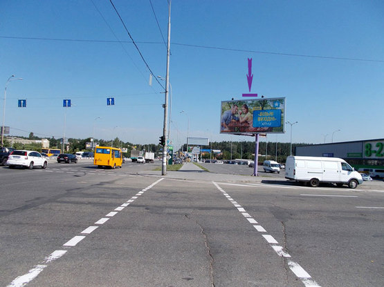 Фото рекламної площини за адресою пр.Палладина / ул.Стеценко суп-ты Эпицентр и Ашан,  выезд из города