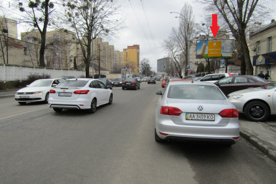 Фото рекламной плоскости по адресу Максимовича М. ул. (Трутенко Онуфрия ул.), 10 (Академия СБУ, ЖК "Новая Англия", ЖК "Паркленд", Сильпо), 600м. от ст. м. Васильковская), в направ. Кольцевой дороги