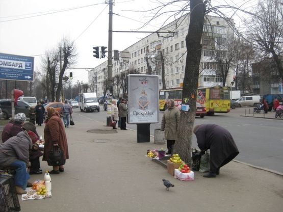 Фото рекламной плоскости по адресу ул. Бердичевская (Рынок Довженко, остановка, маркет Квартал)