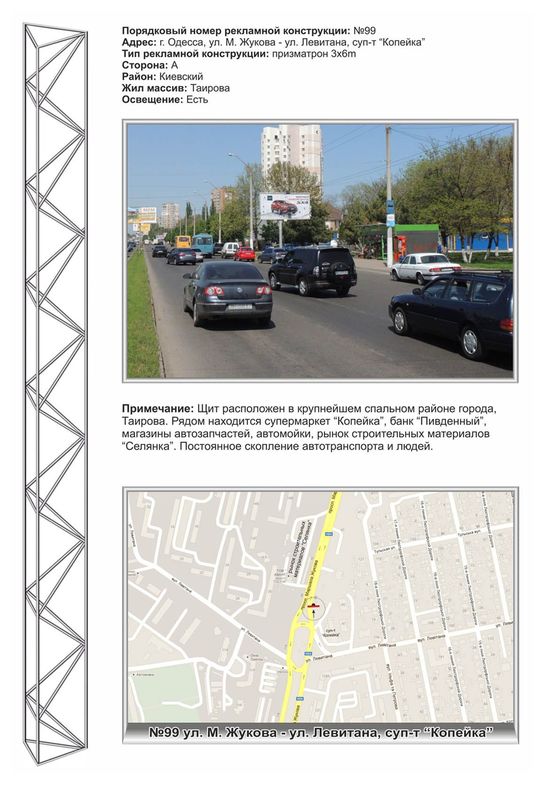 Фото рекламної площини за адресою №99 М.Жукова -Левитана, суп-т Копейка Фото рекламної площини за адресою №99 М.Жукова -Левитана, суп-т Копейка