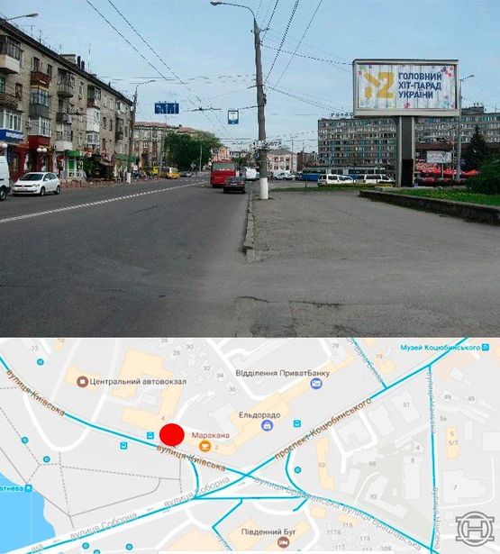 Фото рекламной плоскости по адресу ул.Киевская-подъезд к пл.героев Чернобыля