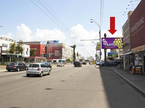 Фото рекламної площини за адресою Бандеры пр. (бывш. Московский пр.), 2, напротив "Фоксмарта", "Ашан", из центра Фото рекламної площини за адресою Бандеры пр. (бывш. Московский пр.), 2, напротив "Фоксмарта", "Ашан", из центра