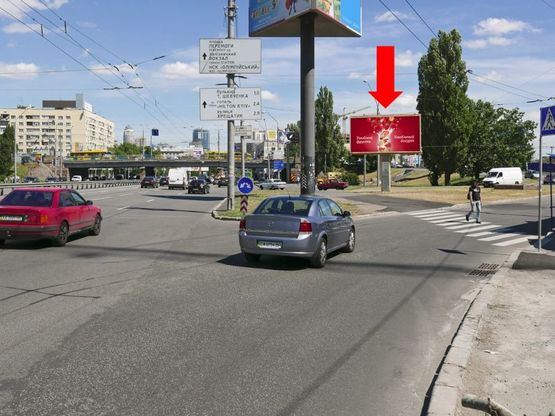 Фото рекламной плоскости по адресу Победы пр., 14, напротив, заезд на мост Воздухофлотский, в сторону Соломенская пл.