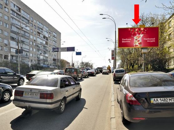 Фото рекламної площини за адресою Черновола ул., 26/2 / Андрющенка ул., в сторону Победы пр.