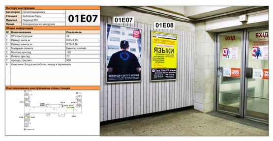 Фото рекламной плоскости по адресу Станция метро: Холодная Гора, Вход в вестибюль, выход к терминалу Фото рекламной плоскости по адресу Станция метро: Холодная Гора, Вход в вестибюль, выход к терминалу