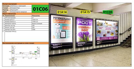 Фото рекламной плоскости по адресу Станция метро: Холодная Гора, К Росту Фото рекламной плоскости по адресу Станция метро: Холодная Гора, К Росту