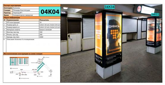 Фото рекламной плоскости по адресу Станция метро: Майдан Конституции, Колонна 4-х позиционная Фото рекламной плоскости по адресу Станция метро: Майдан Конституции, Колонна 4-х позиционная