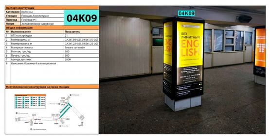 Фото рекламной плоскости по адресу Станция метро: Майдан Конституции, Колонна 4-х позиционная Фото рекламной плоскости по адресу Станция метро: Майдан Конституции, Колонна 4-х позиционная