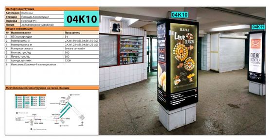 Фото рекламной плоскости по адресу Станция метро: Майдан Конституции, Колонна 4-х позиционная Фото рекламной плоскости по адресу Станция метро: Майдан Конституции, Колонна 4-х позиционная