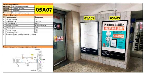 Фото рекламной плоскости по адресу Станция метро: Проспект Гагарина, Вход в вестибюль, выход к к Левада Фото рекламной плоскости по адресу Станция метро: Проспект Гагарина, Вход в вестибюль, выход к к Левада