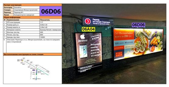 Фото рекламної площини за адресою Станция метро: Спортивная, Переход к ст. м. "Метростроителей", на стене по направлению к Спортивной Фото рекламної площини за адресою Станция метро: Спортивная, Переход к ст. м. "Метростроителей", на стене по направлению к Спортивной