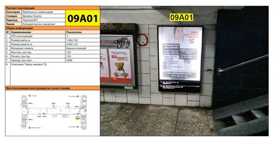 Фото рекламной плоскости по адресу Станция метро: Дворец Спорта, Торец, выход к ТЦ Фото рекламной плоскости по адресу Станция метро: Дворец Спорта, Торец, выход к ТЦ