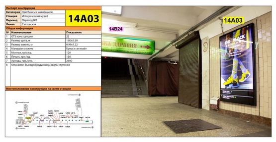 Фото рекламної площини за адресою Станция метро: Исторический Музей, Выход к Градуснику, вдоль ступеней Фото рекламної площини за адресою Станция метро: Исторический Музей, Выход к Градуснику, вдоль ступеней