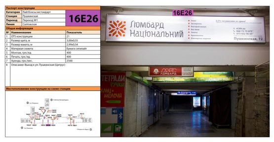 Фото рекламної площини за адресою Станция метро: Пушкинская, выход к ул. Пушкинская (Цитрус) Фото рекламної площини за адресою Станция метро: Пушкинская, выход к ул. Пушкинская (Цитрус)