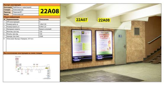 Фото рекламной плоскости по адресу Станция метро: Алексеевская, Выход к Таверне, 337 м-н Фото рекламной плоскости по адресу Станция метро: Алексеевская, Выход к Таверне, 337 м-н