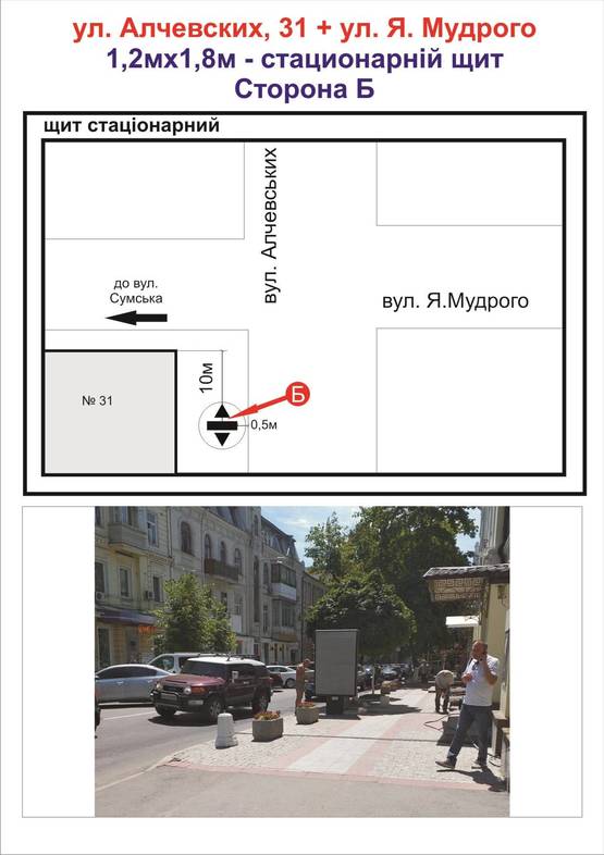 Фото рекламної площини за адресою ул. Алчевских 31 + ул. Ярослава Мудрого Фото рекламної площини за адресою ул. Алчевских 31 + ул. Ярослава Мудрого