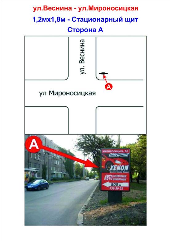 Фото рекламной плоскости по адресу ул. Веснина + ул. Мироносицкая Фото рекламной плоскости по адресу ул. Веснина + ул. Мироносицкая