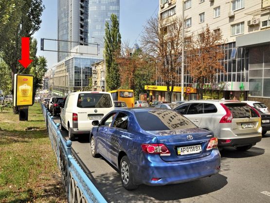 Фото рекламной плоскости по адресу Украинки бул., 3, (бульвар) Фото рекламной плоскости по адресу Украинки бул., 3, (бульвар)