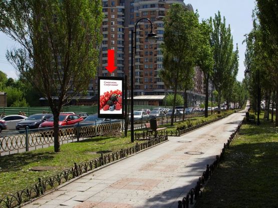 Фото рекламной плоскости по адресу Украинки бул., 7а, на светофоре, в сторону пл. Л. Украинки