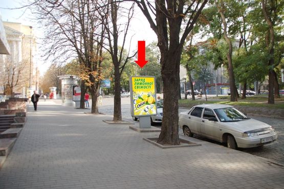 Фото рекламної площини за адресою Яворницкого пр. (бывш. Маркса пр.) / Вернадского ул. (бывш. Дзержинского ул.), 1-3