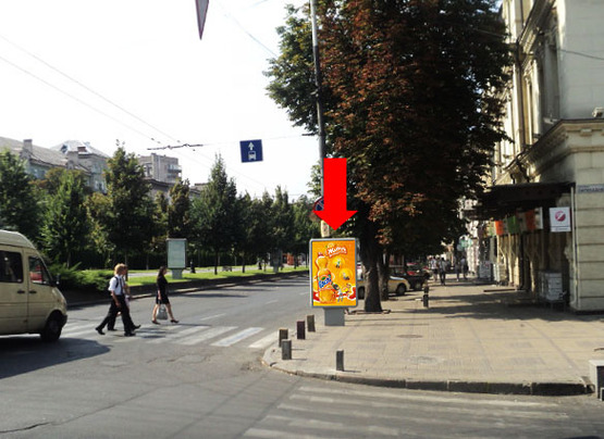 Фото рекламної площини за адресою Яворницкого пр. (бывш. Маркса пр.) / Барикадная ул., кафе "Гриль"