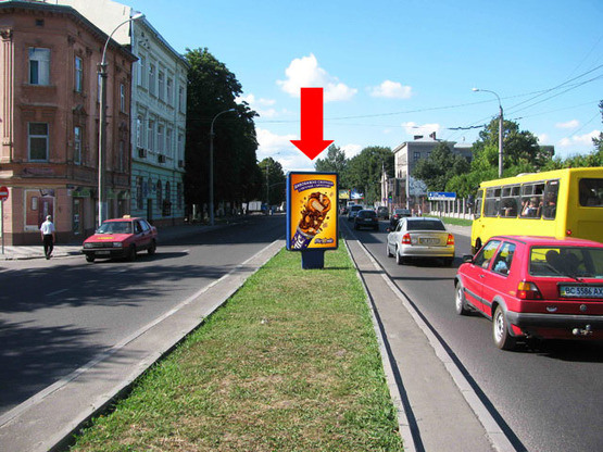 Фото рекламной плоскости по адресу Черновола пр. / Детько ул., разделитель, из центра