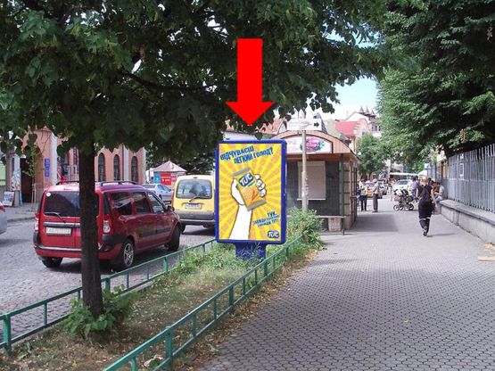 Фото рекламной плоскости по адресу Пушкина ул. / ул. Федорова, возле церкви Фото рекламной плоскости по адресу Пушкина ул. / ул. Федорова, возле церкви