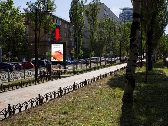 Фото рекламной плоскости по адресу Украинки бул.,  1, БЦ "Парус", в сторону пл. Л. Украинки Фото рекламной плоскости по адресу Украинки бул.,  1, БЦ "Парус", в сторону пл. Л. Украинки