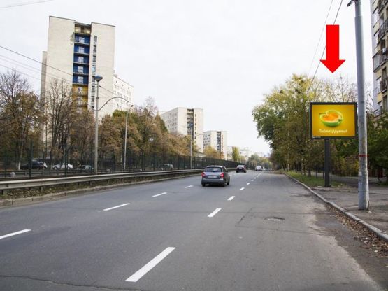 Фото рекламной плоскости по адресу Борщаговская ул., 143б, напротив ТРЦ "Аркадия", супермаркетов "Сильпо", "Comfi", в сторону центра Фото рекламной плоскости по адресу Борщаговская ул., 143б, напротив ТРЦ "Аркадия", супермаркетов "Сильпо", "Comfi", в сторону центра