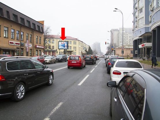 Фото рекламной плоскости по адресу Малевича ул., 86 - ул. Байковая, на светофоре, в сторону ул. Федорова