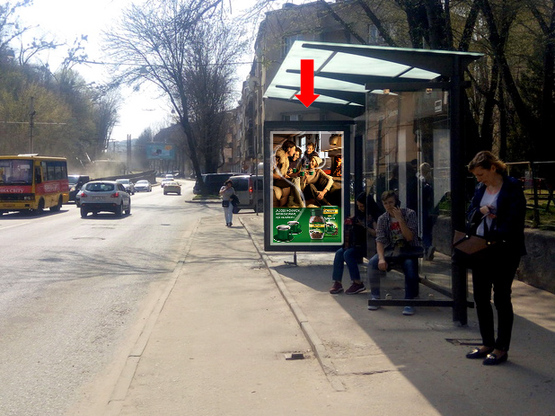 Фото рекламної площини за адресою Сахарова ул., 12, ост. "Трамвайное депо", из центра