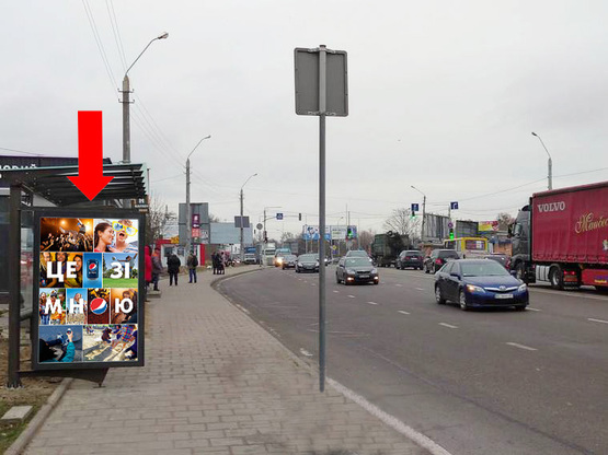 Фото рекламної площини за адресою Хмельницкого ул., 273 (ост. "Галицкий Перекресток"), из центра