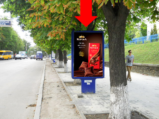 Фото рекламной плоскости по адресу Ильинская ул. (бывш. Красногвардейская ул.) / Ярослава Мудрого ул. (бывш. Пролетарская ул.), 45 (№1)