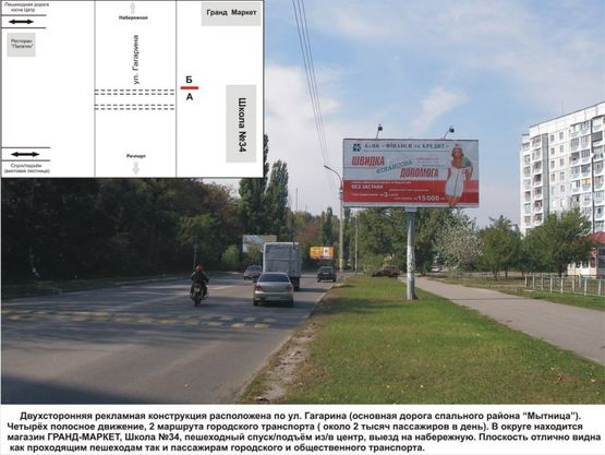 Фото рекламної площини за адресою ул.Гагарина 91 (возле школы №34, спальный район, ресторан Палатин, торг. центр) Фото рекламної площини за адресою ул.Гагарина 91 (возле школы №34, спальный район, ресторан Палатин, торг. центр)
