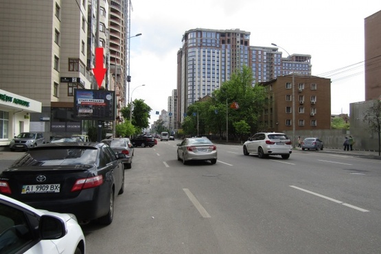 Фото рекламной плоскости по адресу Антоновича ул. (Горького), 97 ("Soul-Spa центр", отделение №19 "Credit Agricole", ресторан О!Gorod ), в направ. Лыбидской площади