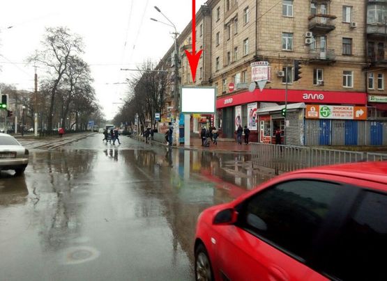 Фото рекламной плоскости по адресу t051A2,просп. Дмитра Яворницького - вул. Пастера, рух у бік центру, біля світлофора Фото рекламной плоскости по адресу t051A2,просп. Дмитра Яворницького - вул. Пастера, рух у бік центру, біля світлофора