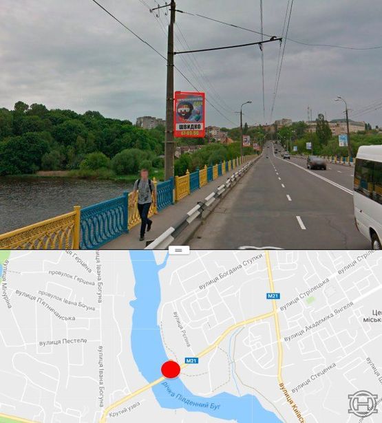 Фото рекламной плоскости по адресу Киевский мост в сторону ул.1-го Мая (стор.Б)