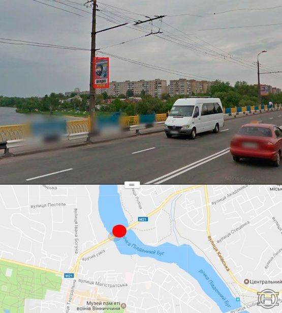 Фото рекламной плоскости по адресу Киевский мост в сторону ул.Киевской (стор.Б)