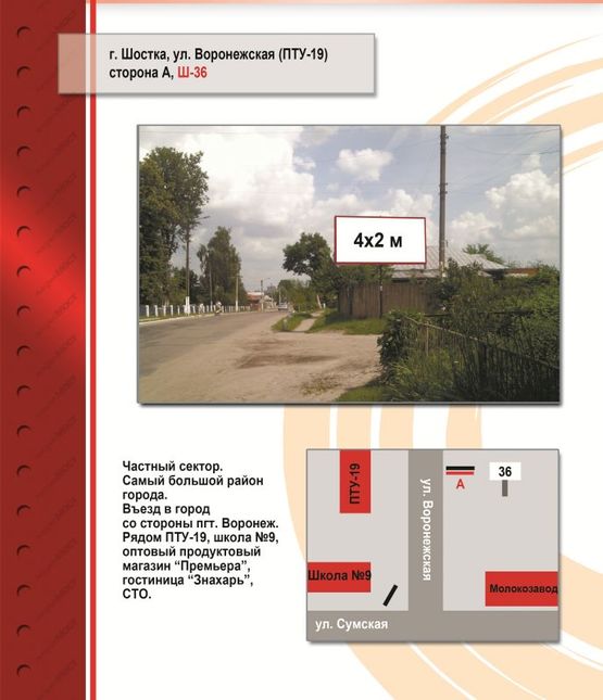 Фото рекламной плоскости по адресу Воронежская 2х4
