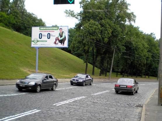 Фото рекламной плоскости по адресу Подольский спуск, 250 м от ул.Овруцкой