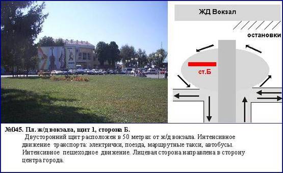 Фото рекламной плоскости по адресу Ж/Д Вокзал -1 площадь  пл-сть смо-т на центр города