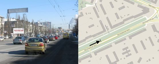 Фото рекламної площини за адресою Воз'єднання, 10/1 (у напрямку Ленінградської пл.)