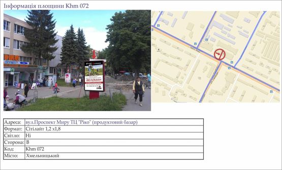 Фото рекламної площини за адресою вул.Проспект Миру ТЦ "Ріко" (продуктовий базар)