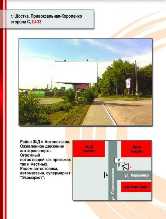Фото рекламной плоскости по адресу ул. Привокзальная-Короленко