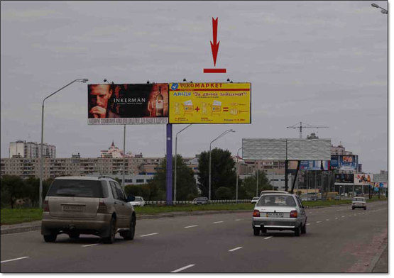 Фото рекламної площини за адресою пр.Оболонский  направление на ст.м.Оболонь (правое ухо)