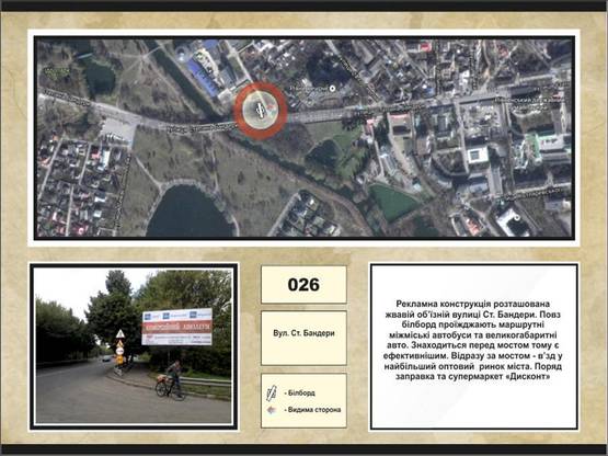 Фото рекламной плоскости по адресу вул.Ст.Бандери (поворот на "Керамбуд")