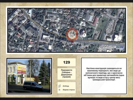 Фото рекламної площини за адресою перехрестя Соборна та  Дорошенко