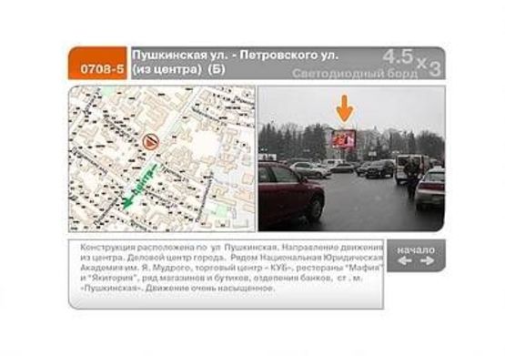 Фото рекламної площини за адресою Пушкинская ул. - Ярослава Мудрого ул.  (из центра)  (Б)