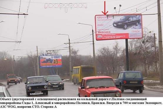 Фото рекламної площини за адресою г.Полтава,пересечение улиц Великотырновская и Юбилейной,соединяет,м-н Половки,Браилки с м-нами Сады 1,2,3 и Алмазный