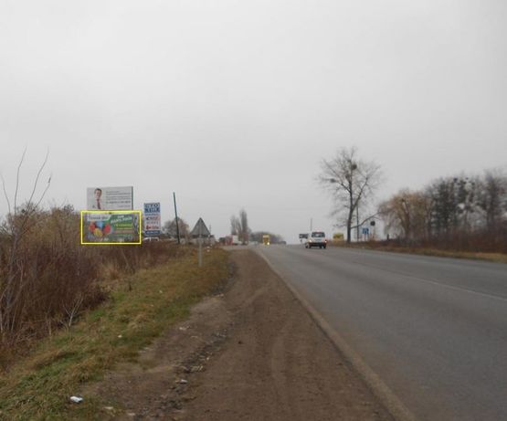 Фото рекламной плоскости по адресу трасса М-12 (Стрый-Тернополь-Винница-Кропивницький-Знамянка), поворот на (ул.Артема),  вул. Михайлівська направление из Винницы, сторона Б нижній